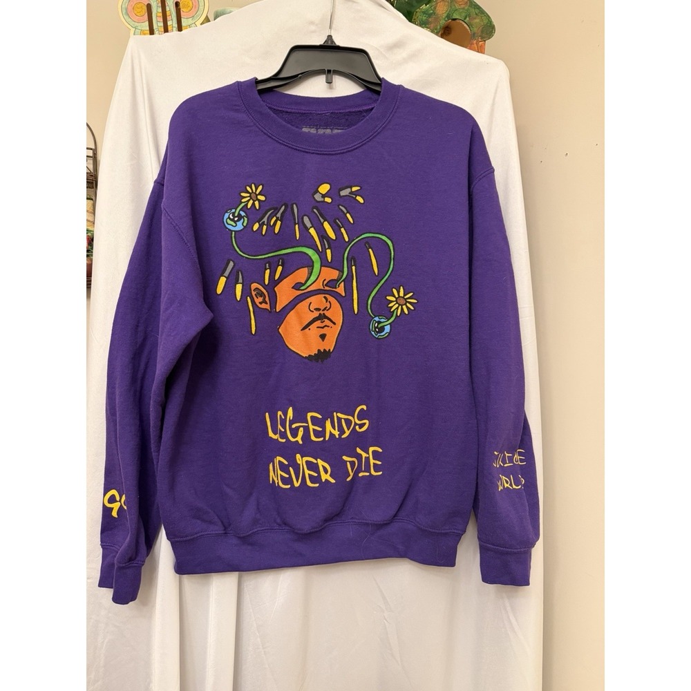 Juice Wrld 999 Legends Never Die Purple Crewneck Long Sleeve Sweatshirt Size M